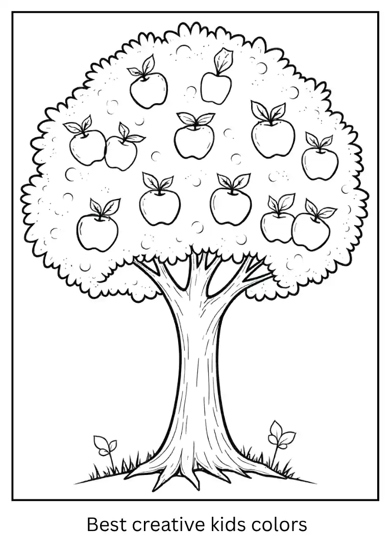 Apple Tree with Apples Coloring Page