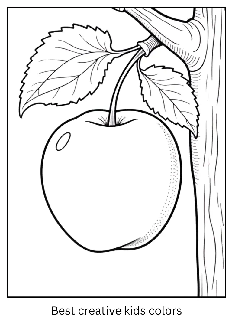 Apple on Branch Orchard Coloring Page