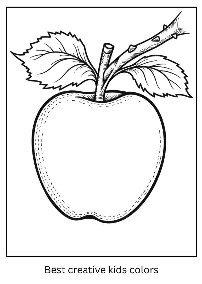 Apple on Branch Outline Coloring Page