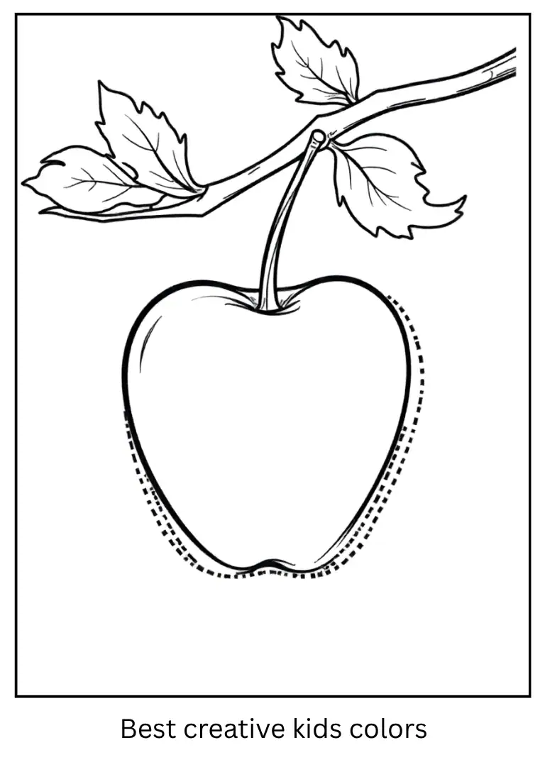 Apple on Tree Branch Coloring Page