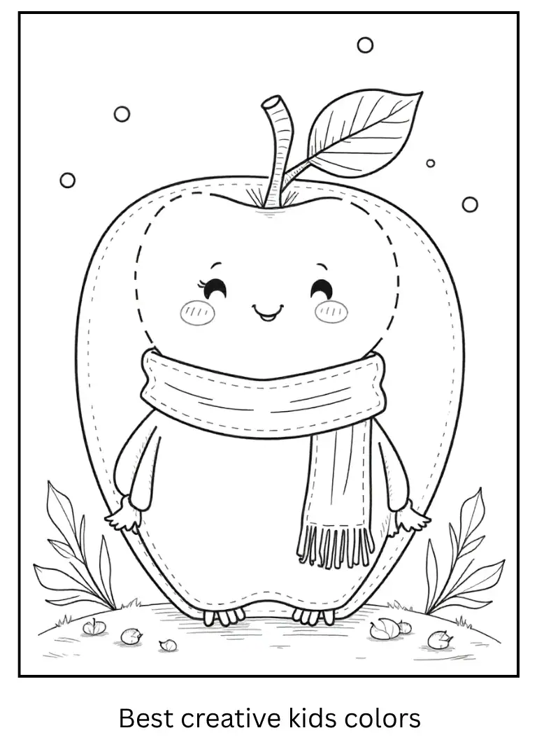 Apple with Scarf Coloring Page