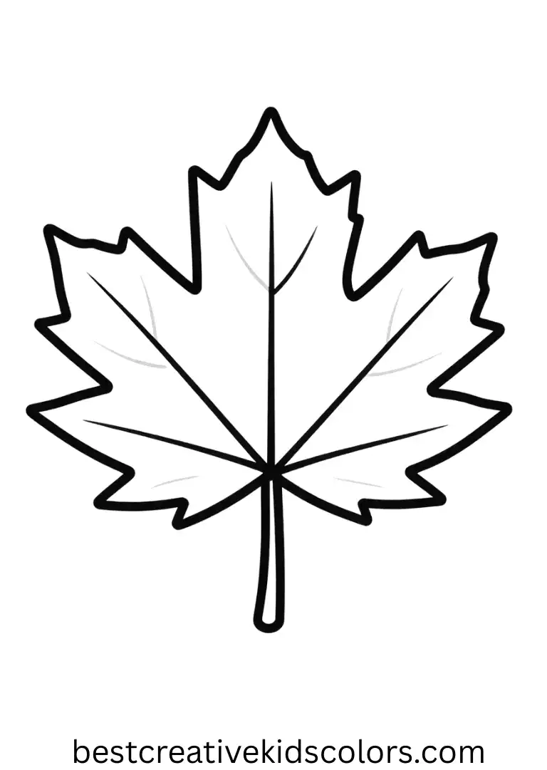 Autumn leaf template features a single outlined leaf ready for tracing.