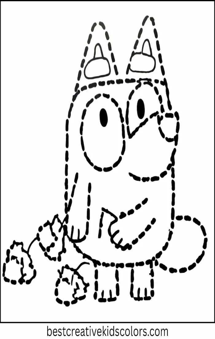 Bingo picks up acorns from the forest floor. Simple, playful coloring outline for preschoolers.