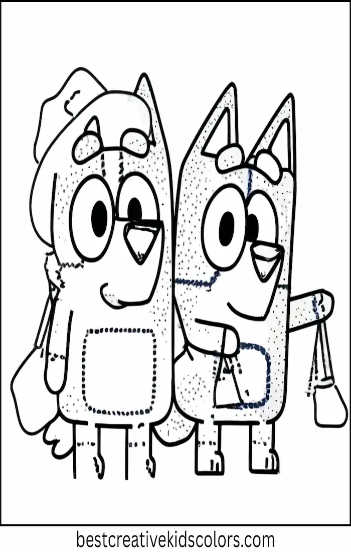 Bingo and Bluey Trick-Or-Treat – Easy Coloring