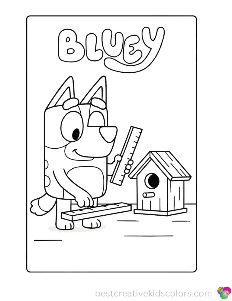 Ruler in Bluey's paw, the wooden plank gets measured three times before anything else can happen.