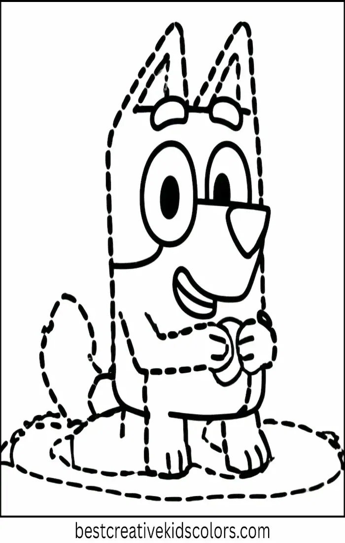 Bluey Collects Seashells – Kids Coloring Outline
