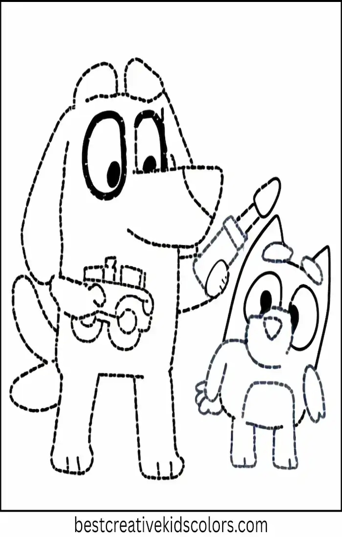 Bluey holds a simple folded shirt with Chilli beside her.