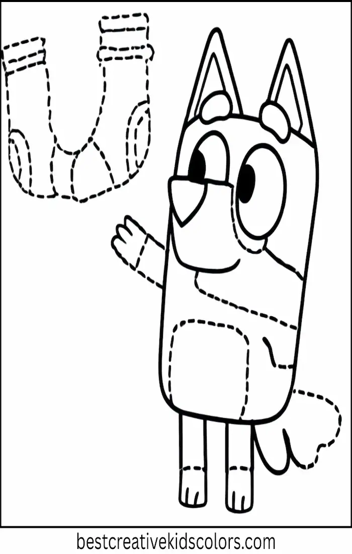 Bluey Plays with Socks – Kids Coloring Outline