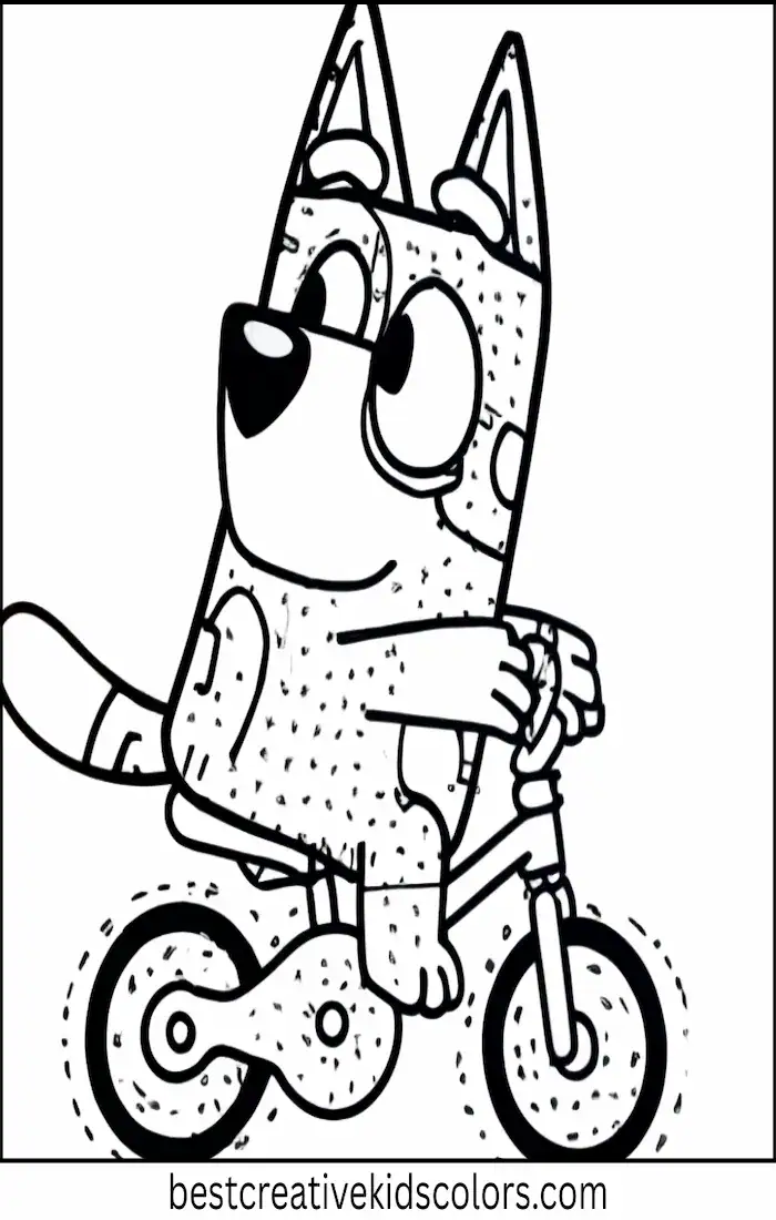 Bluey Rides Bike – Kids Coloring Outline
