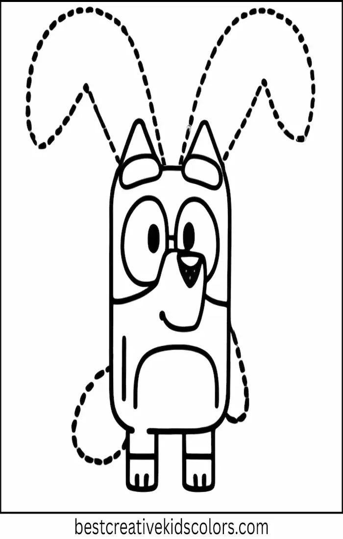 Bluey Wears Easter Bunny Ears – Kids Coloring Outline
