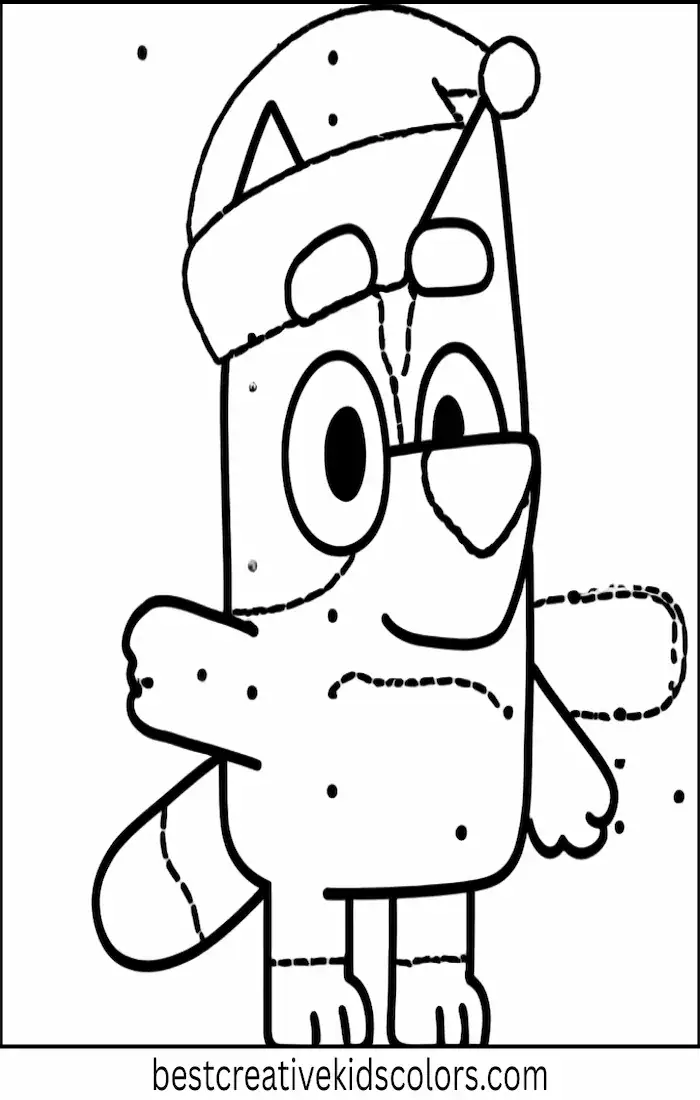 Bluey Wears Santa Hat – Easy Coloring