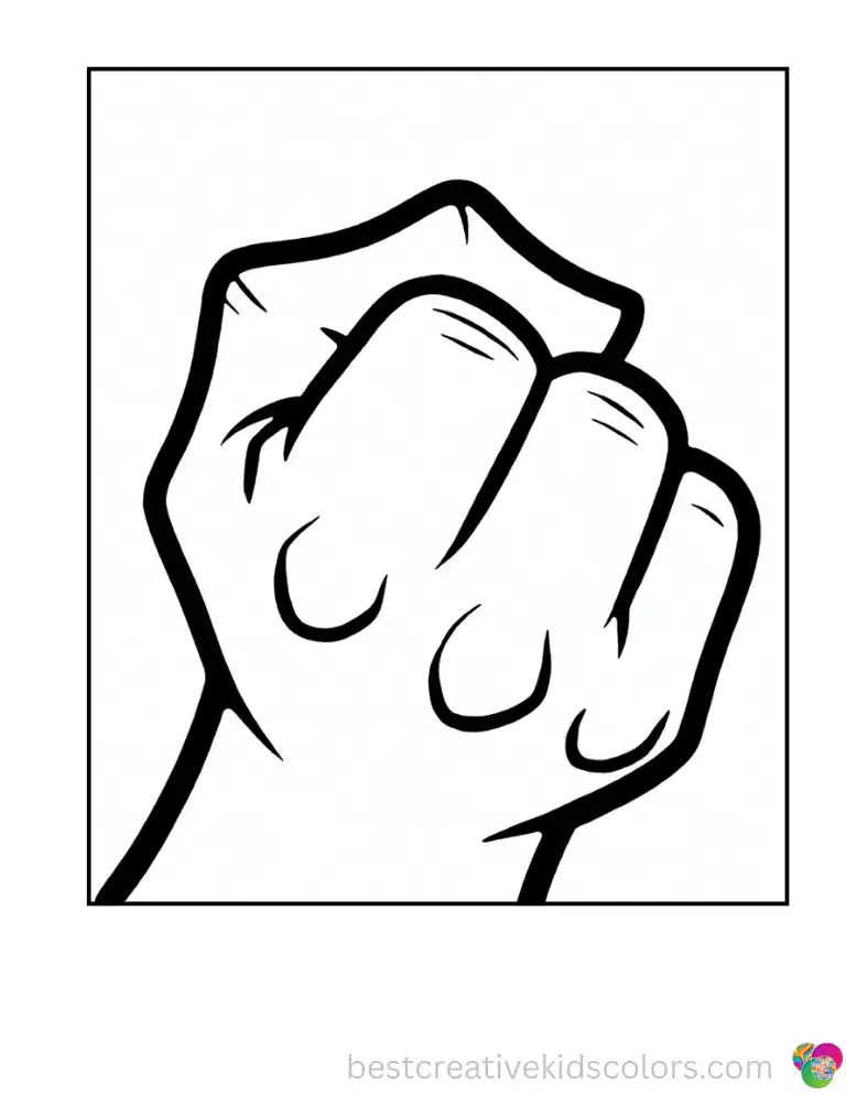 Venom clenches his right hand into a tight, determined fist, drawn in bold, striking outlines.