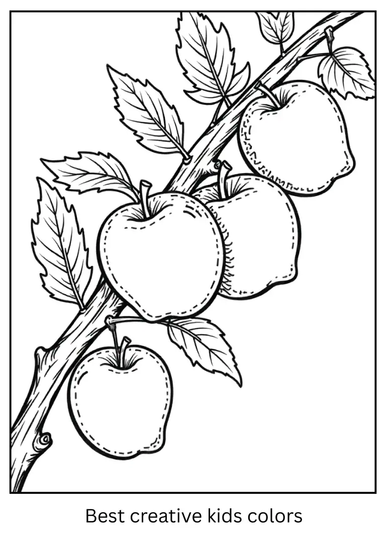 Branch Full of Apples Coloring Page