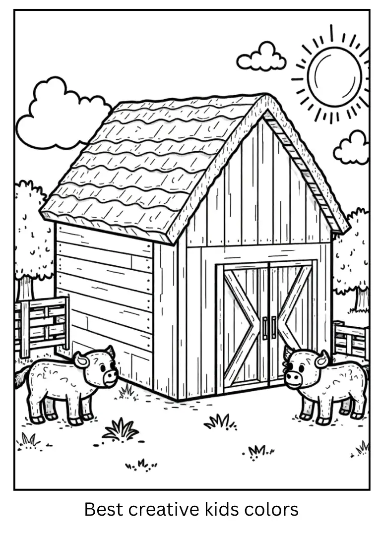 Building a Barn – Minecraft Coloring Page