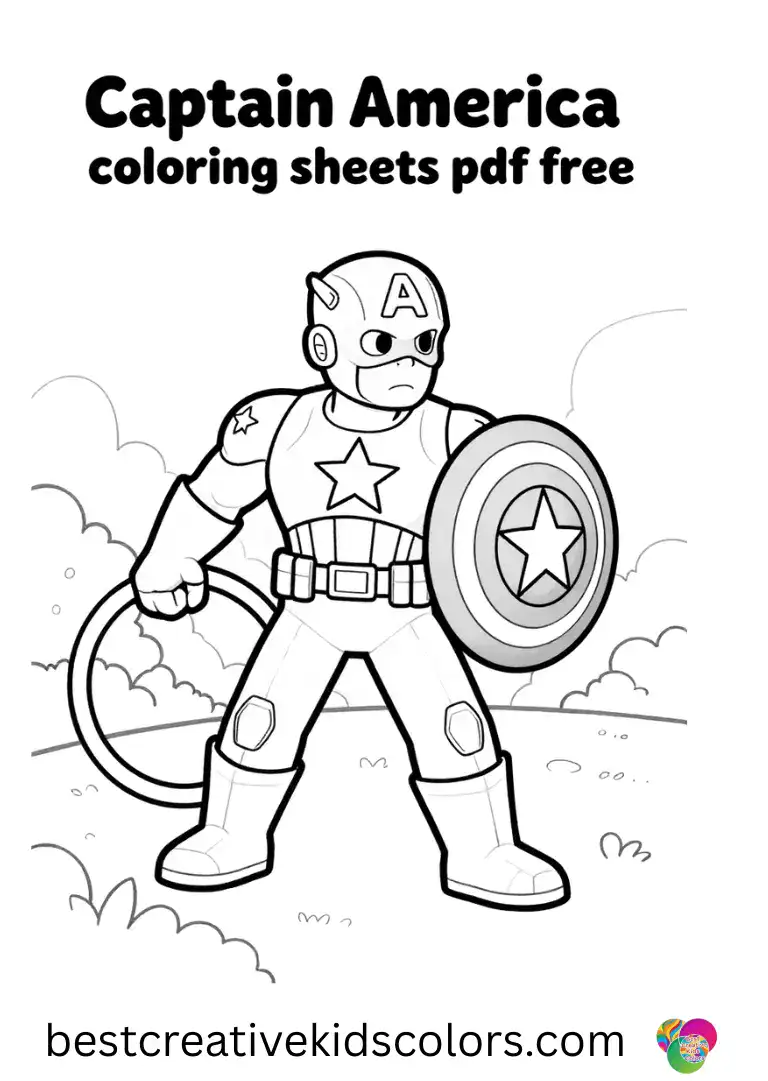 Rolling a colorful hoop along a garden path, Captain america coloring sheets pdf free enjoys quiet play.