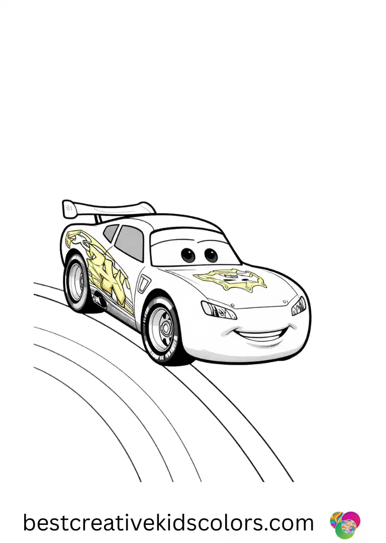 Cars Lightning McQueen Coloring PageLion Coloring Pages depicts him sliding down a rainbow-colored hill.