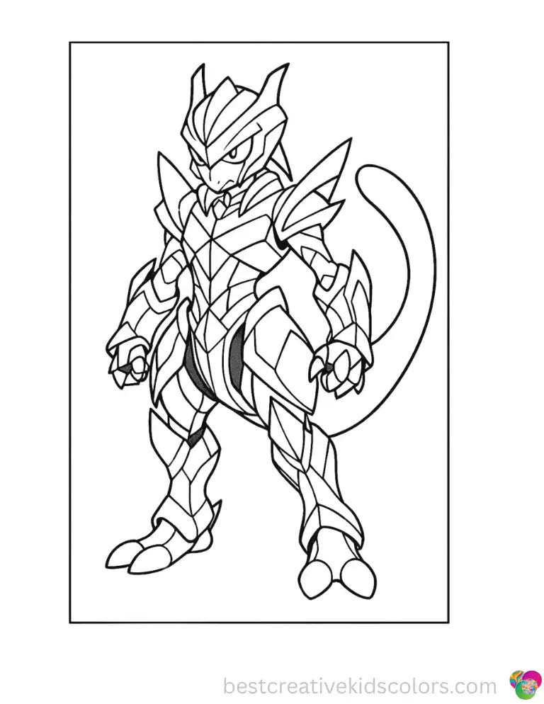 Mewtwo's intricate armor plating and razor-sharp silhouette demand careful shading from even experienced colorists.