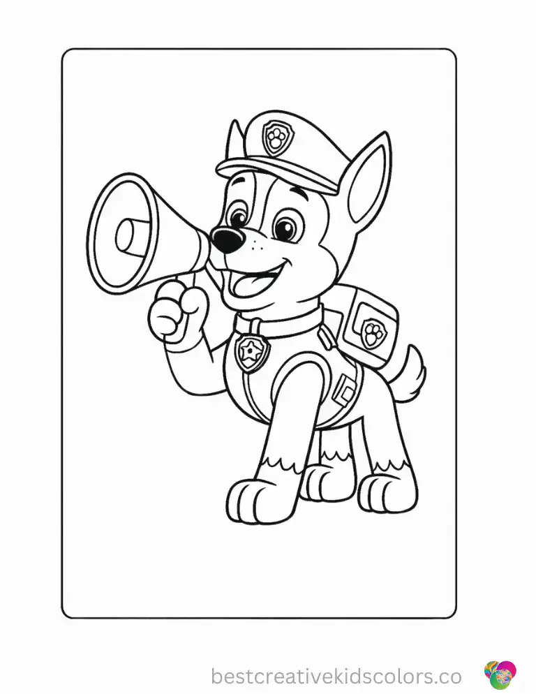 Chase lifts a megaphone to his mouth, ready to announce the next big mission.