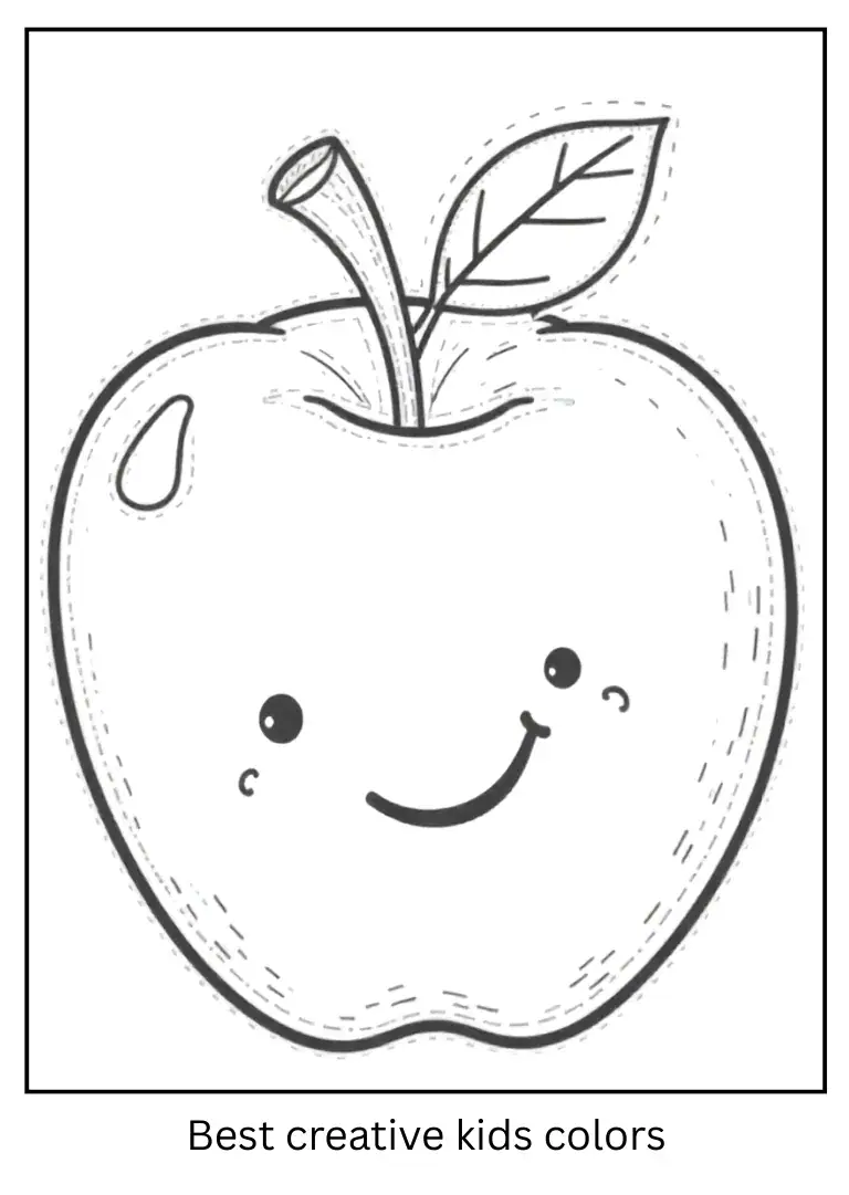 Cheerful Apple Outline Coloring Page
