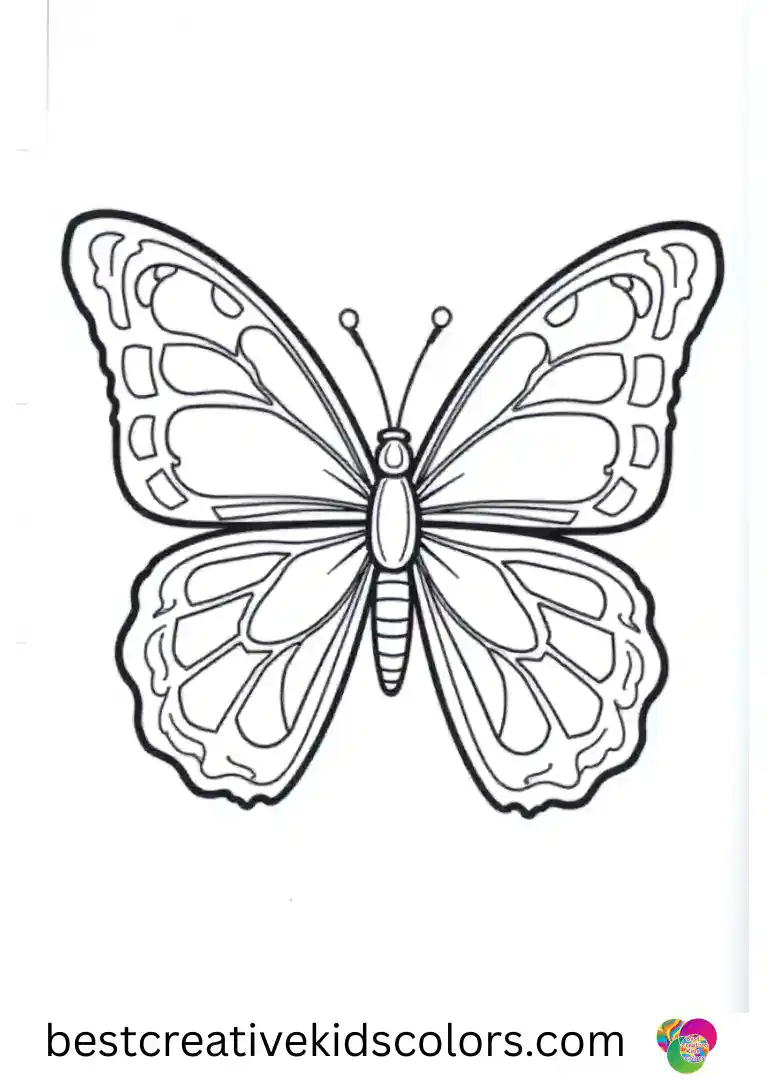 Colorful butterfly Pictures to print includes a pinwheel spinning near a picket gate.