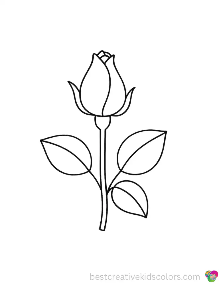 Coloring Sheets Rose Bud Just Beginning to Open