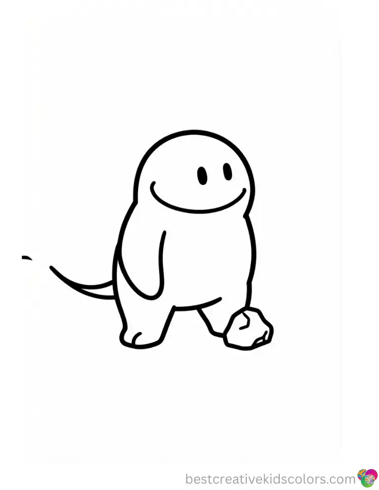 A completely normal Ditto transforms into a small rock on the ground inside coloring pokemon.