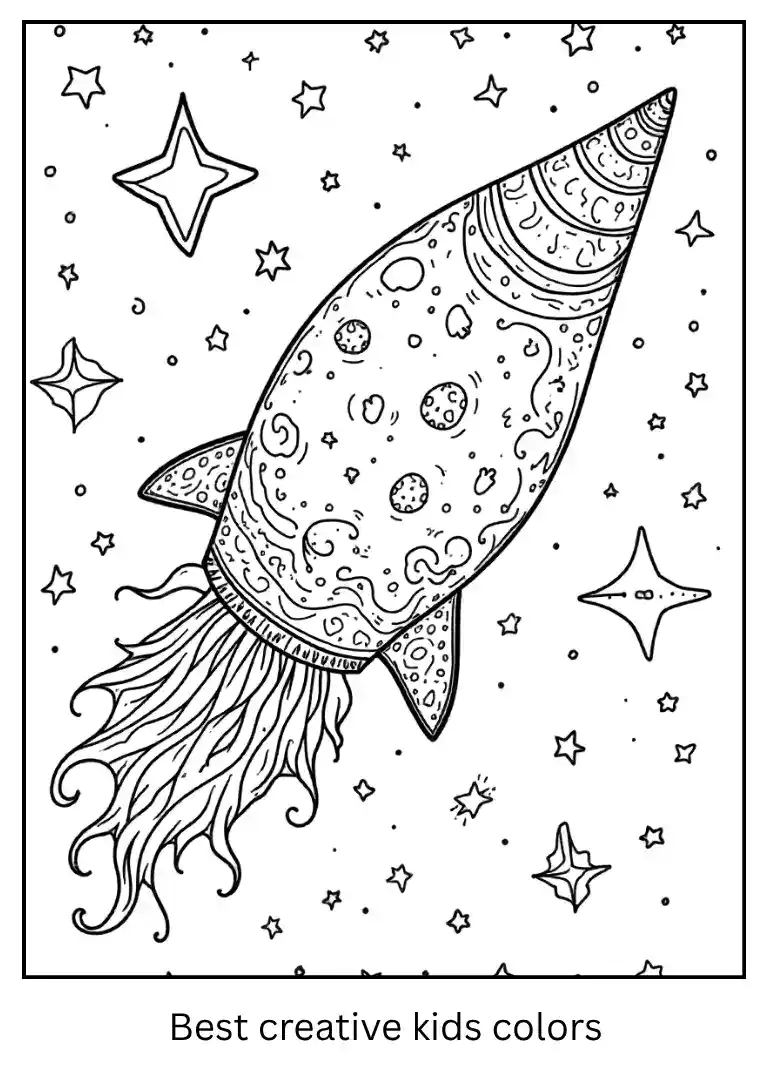 Creative Space Coloring Page with Galaxy Doodle