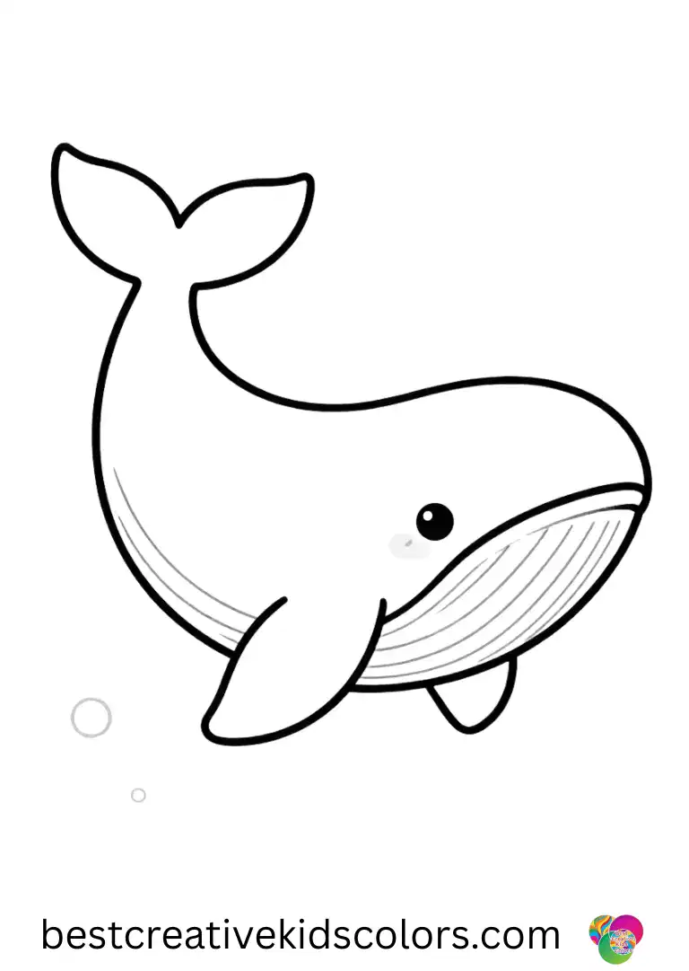 Cute june whale coloring page pdf free download shows a whale tracing circles in the sand below.