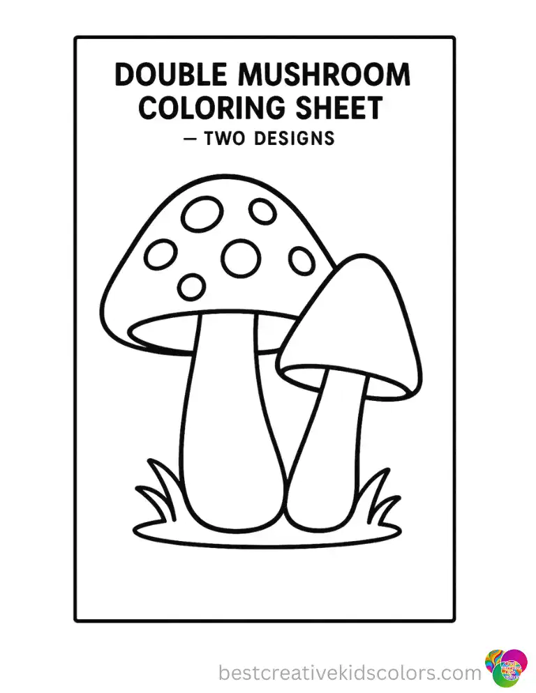 Double Mushroom Coloring Sheet — Two Designs