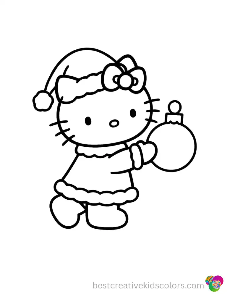 Hello Kitty writes a neat letter to Santa using a feather pen.