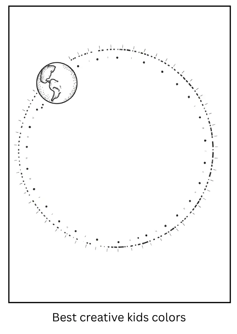 Earth and Moon Coloring Page with Orbit Path