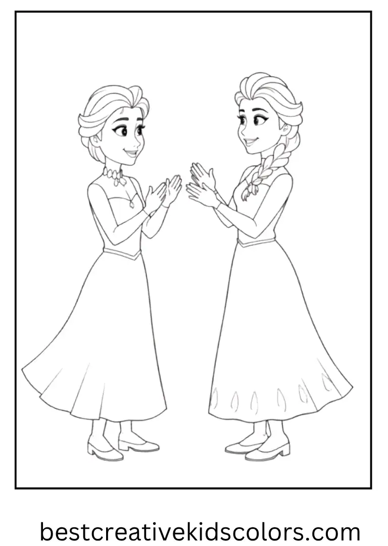  Olaf dances with silly moves as Elsa claps joyfully.