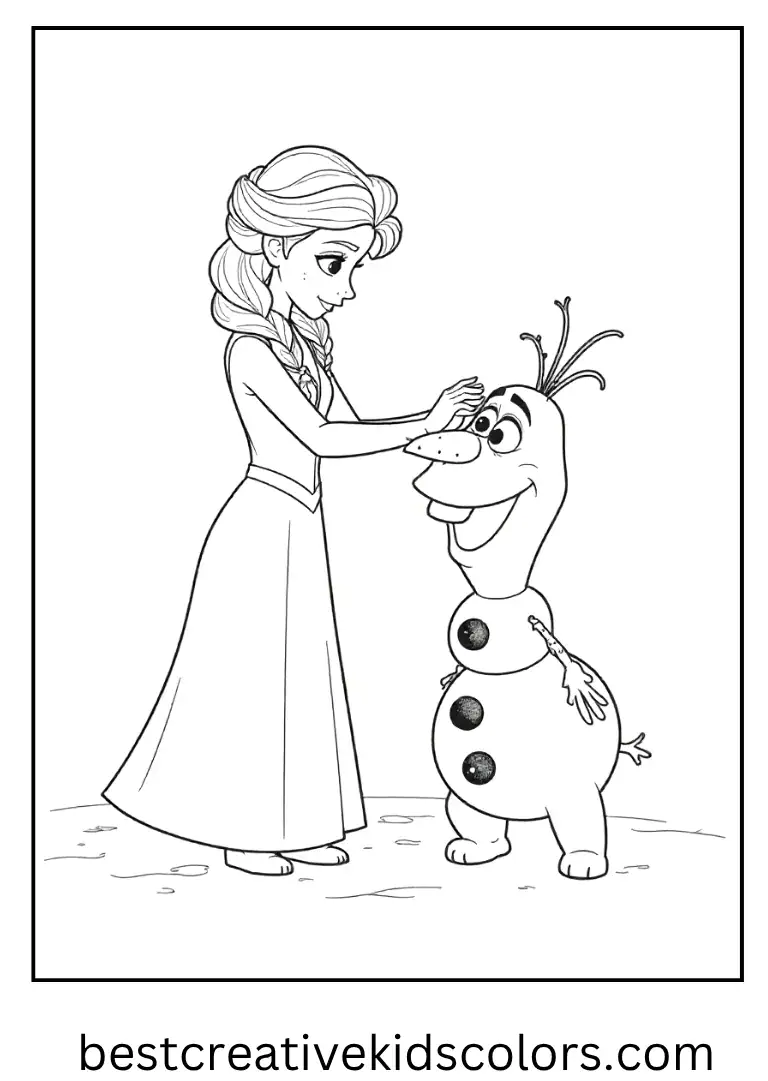 Elsa Giving Olaf a Snow Hat