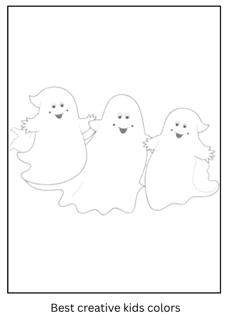 Floating Ghost Friends Halloween Coloring Sheet