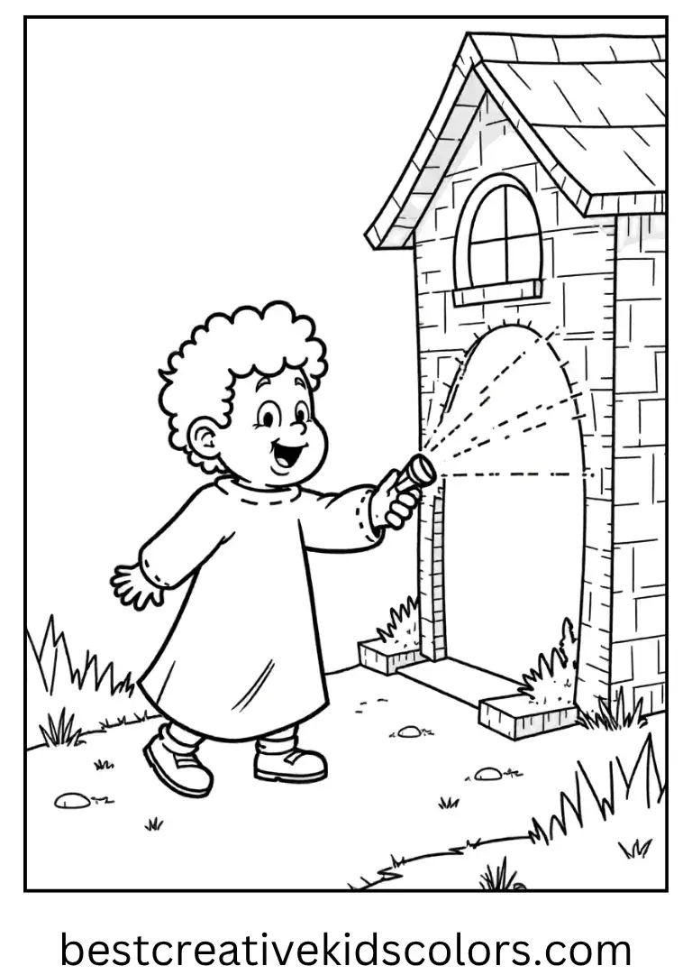 Fred with Flashlight Halloween Coloring Page