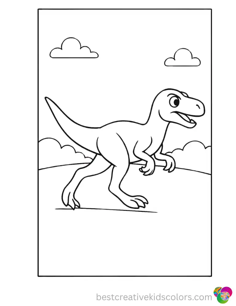 An athletic dinosaur sprints across an open field at full speed.