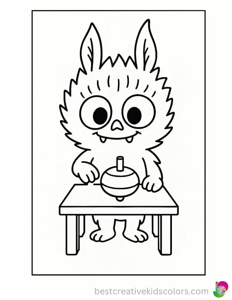 Free Labubu Spinning Top Coloring Printable