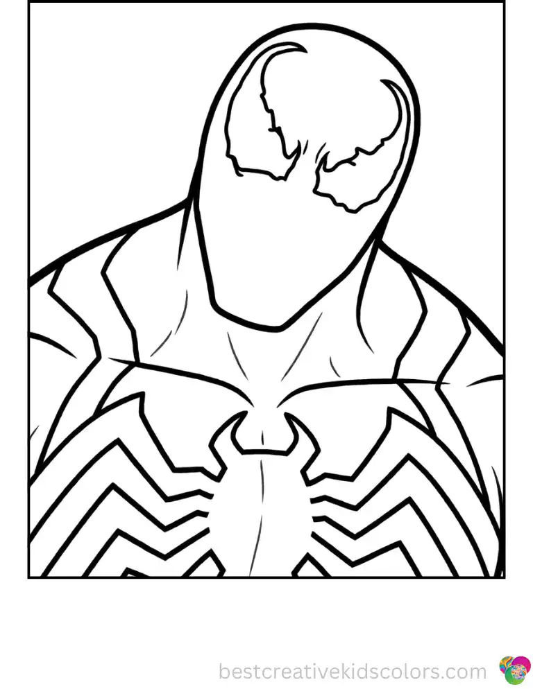 Venom tilts his head curiously to one side, giving this playful page a fun, expressive feel.