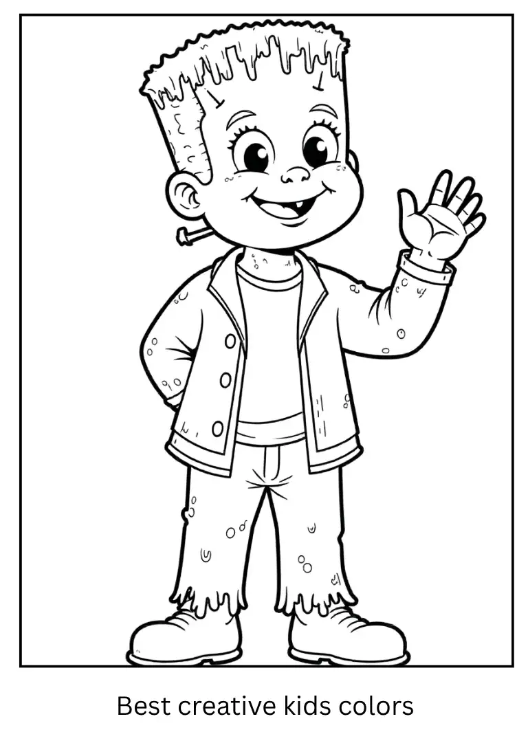 Friendly Frankenstein Coloring Page for Kids