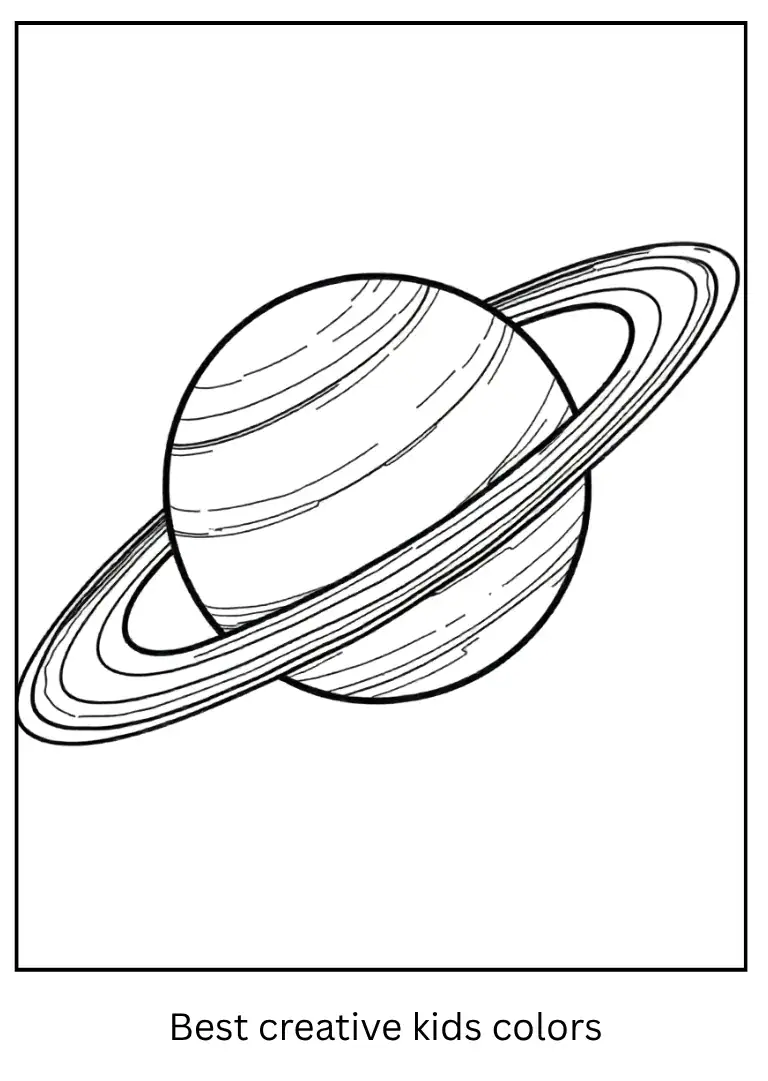 Gas Giant Coloring Page of Saturn with Clear Lines
