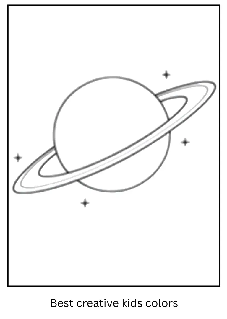 Gas Giant Coloring Page of Saturn with Stars