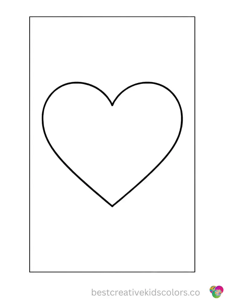 A large perfect heart rests quietly on a totally clear and blank page.