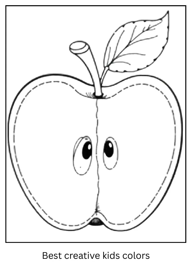 Half-Cut Apple Outline Coloring Page