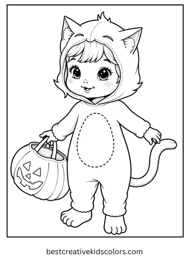 Halloween Cat Costume Coloring Page