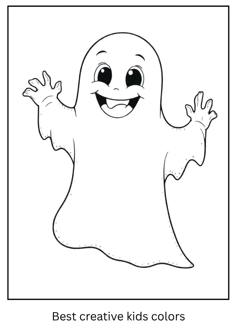Happy Ghost Halloween Coloring Page