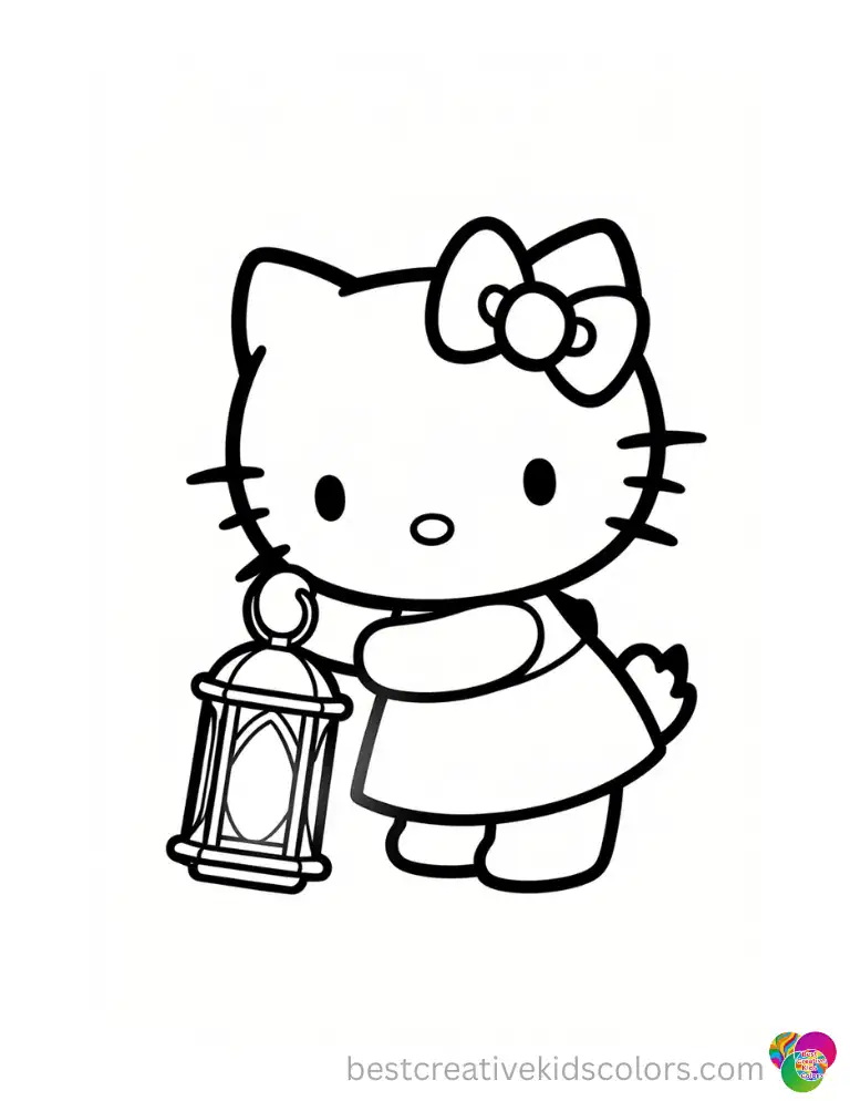 Hello kitty halloween 2025 elegantly displays Hello Kitty safely tapping a glowing lantern.