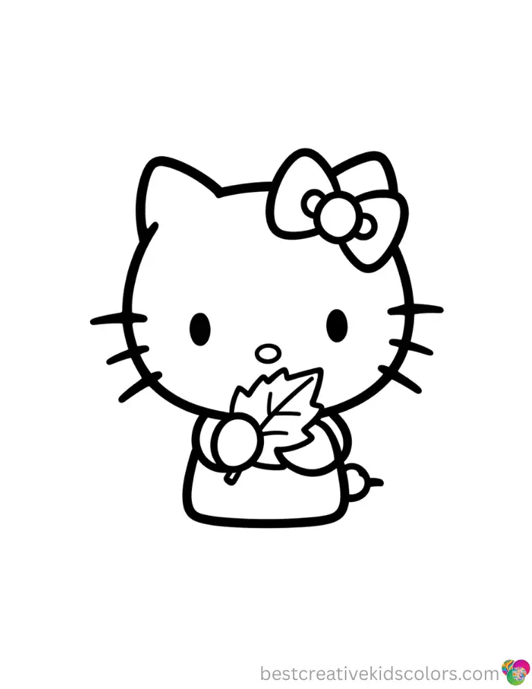 Look inside this hello kitty thanksgiving background to see Hello Kitty holding a leaf.