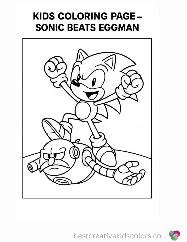 Sonic celebrates after taking down one of Eggman's robots.