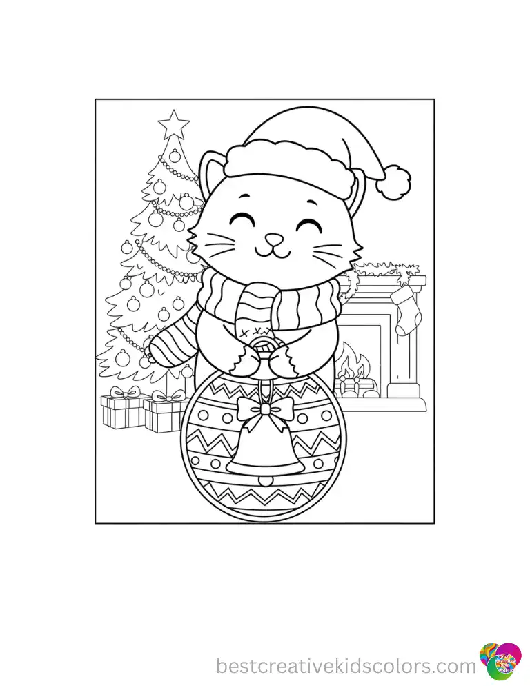 Hello Kitty holds a striped peppermint candy cane.