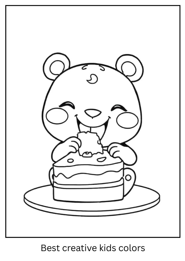 Labubu Eating Cake Coloring Page